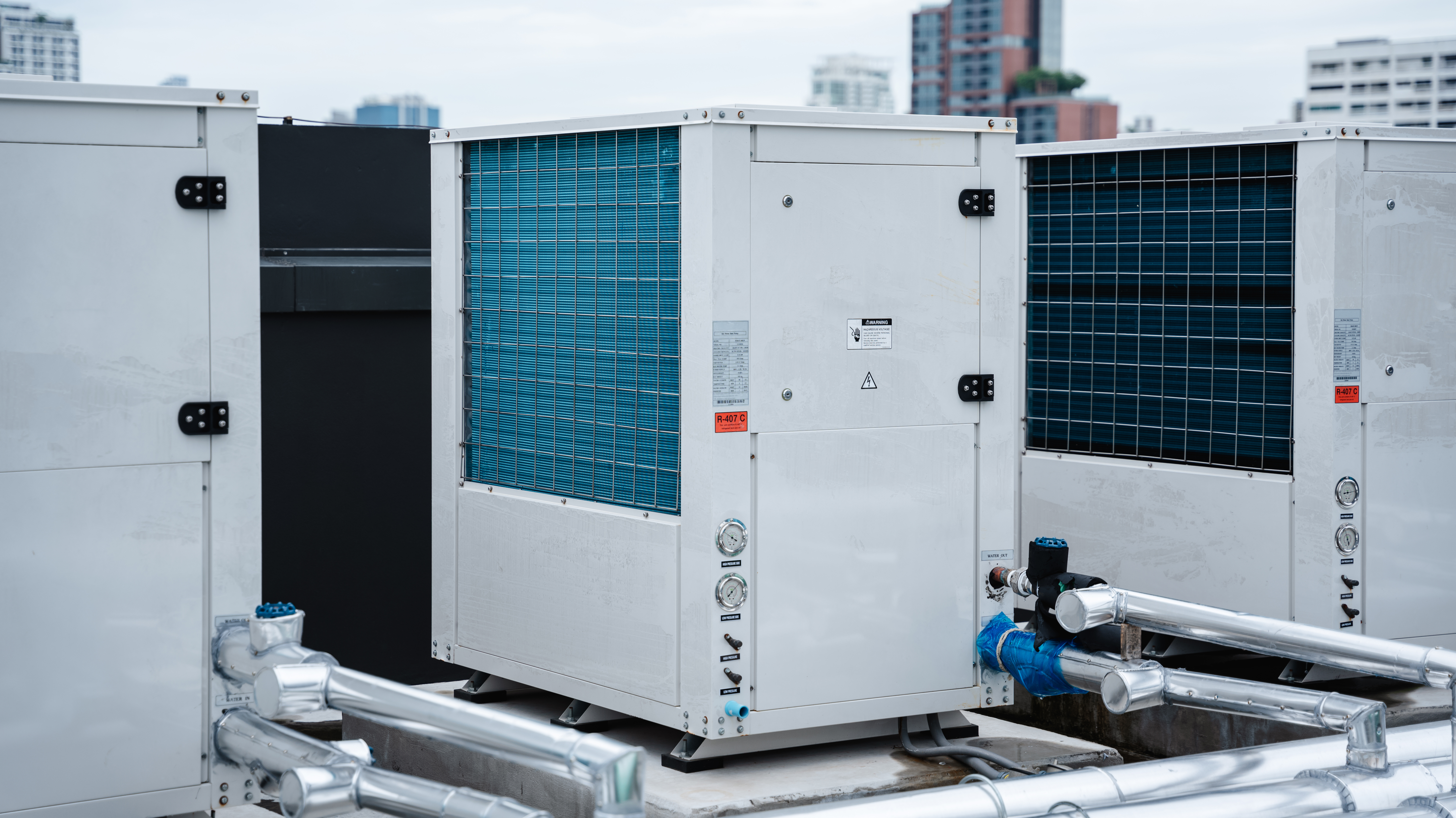 Centrifugal chiller in a commercial plant room